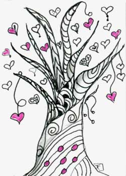 "Loving Tree" by Jeanne Ferreira, Verona WI - Pen & Ink